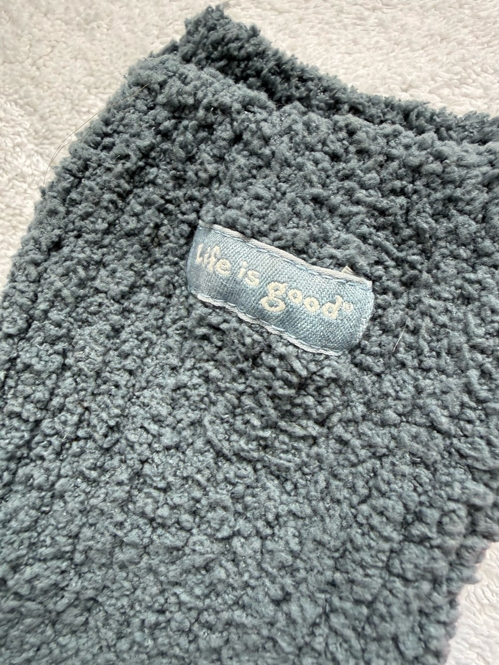 Life is Good Blue Gray Snuggle Socks - Aloe Infused Gray Sleep Socks - Picture 3 of 7